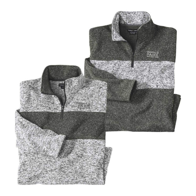 Atlas For Men Heren trui van geborsteld fleece (set van 2) UTAF2024_mottledgreykhaki large
