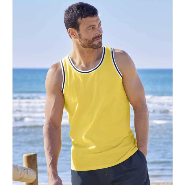 Atlas For Men Heren jersey vest top (pack of 3) UTAF344_yellowbluenavyblue large