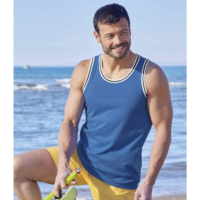 Atlas For Men Heren jersey vest top (pack of 3) UTAF344_yellowbluenavyblue large