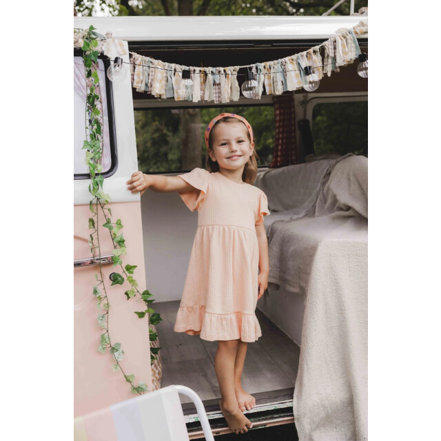 Looxs Revolution Zomerjurk seersucker jersey peach voor meisjes in de kleur 2511-7815-394 large