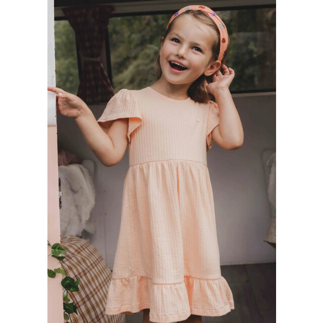 Looxs Revolution Zomerjurk seersucker jersey peach voor meisjes in de kleur 2511-7815-394 large