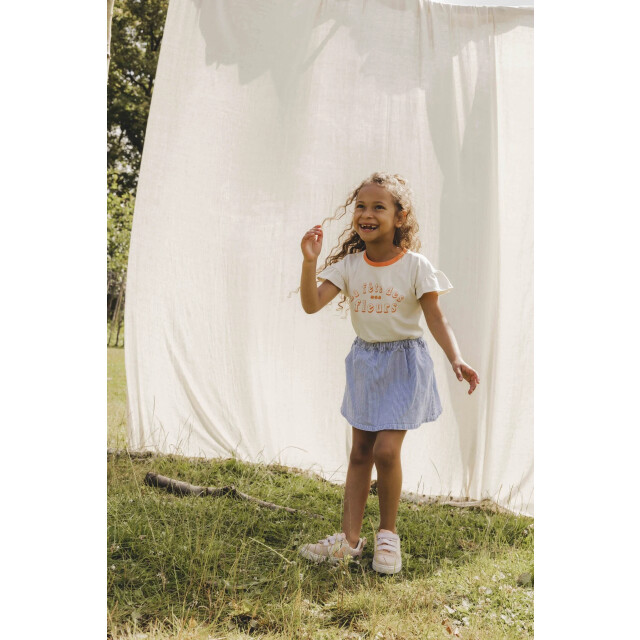 Looxs Revolution Gestreept denim rokje bleach blue voor meisjes in de kleur 2511-7701-914 large
