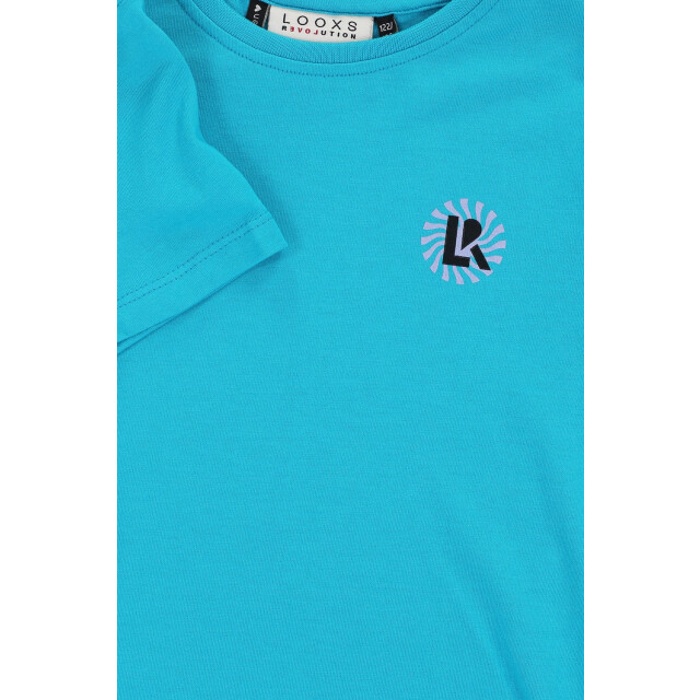 Looxs Revolution T-shirt aqua blue katoen/modal voor meisjes in de kleur 2511-5431-124 large