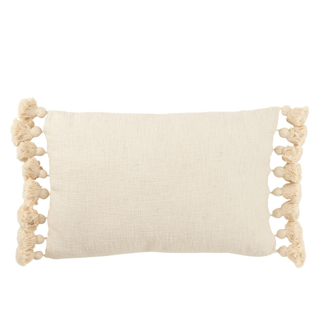 J-Line kussen kwastje katoen beige lang 40x60x10cm 3065970 large