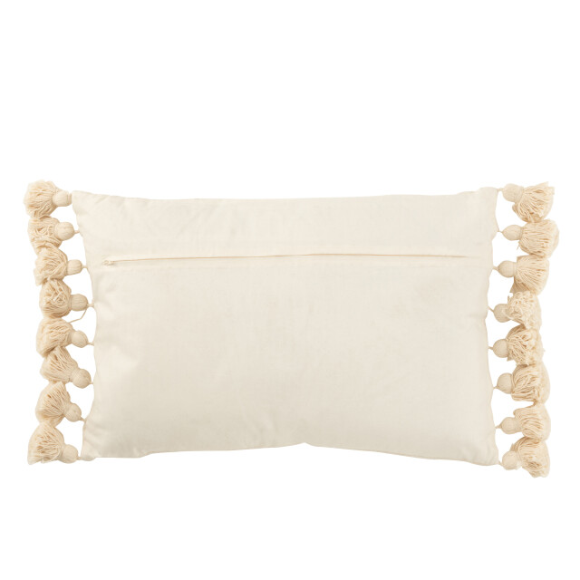 J-Line kussen kwastje katoen beige lang 40x60x10cm 3065970 large