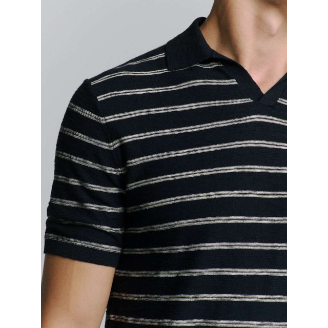 No Excess Pullover short sleeve polo v stripe night 27210341-078 large