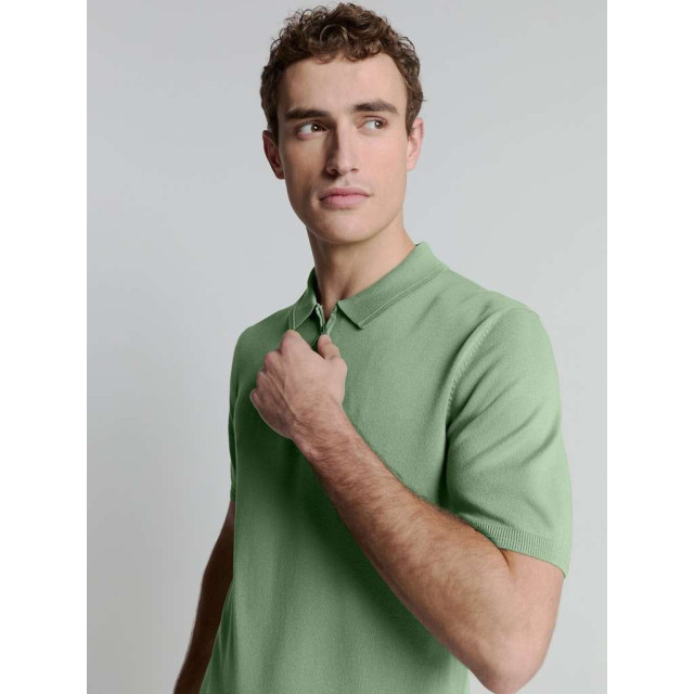 No Excess Pullover short sleeve polo zip soli green 27210352-050 large