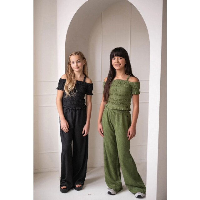 Like Flo Zomer broek meisjes teens antraciet wide leg flue F502-3605-092 large