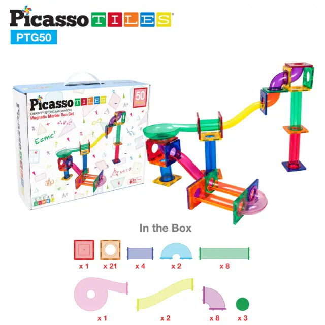 Picasso Tiles Picassotiles 50-delige knikkerbaan bouwstenenset PTG50 large