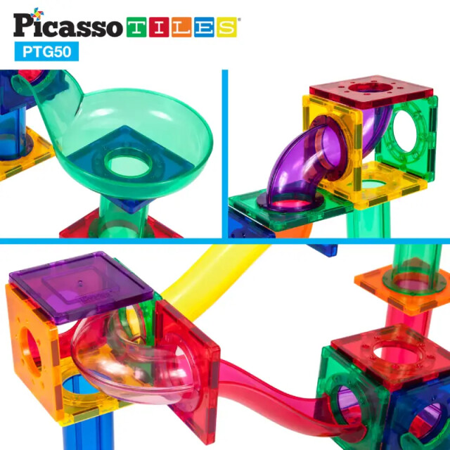 Picasso Tiles Picassotiles 50-delige knikkerbaan bouwstenenset PTG50 large
