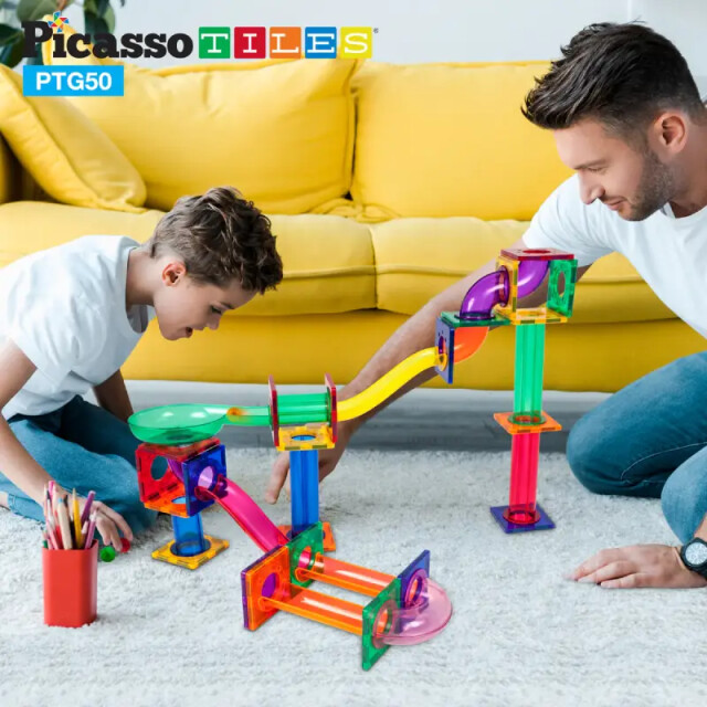 Picasso Tiles Picassotiles 50-delige knikkerbaan bouwstenenset PTG50 large