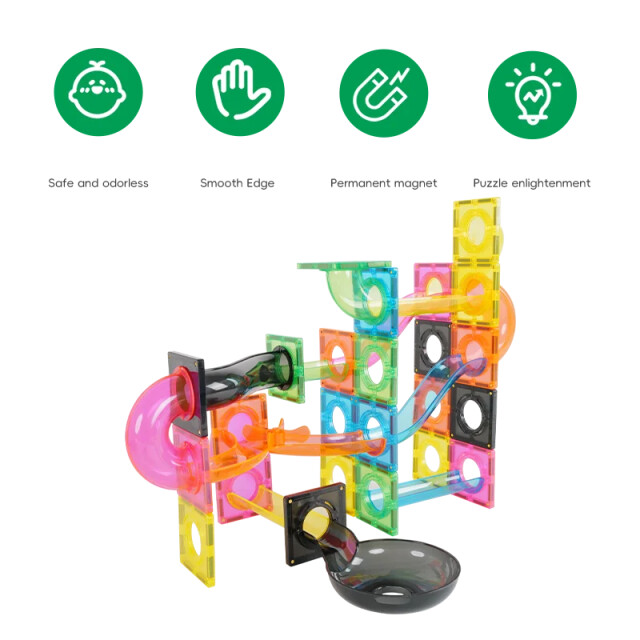 MNTL Magnetische knikkerbaan set kleurrijk 101-delig MNTL-G8112 large