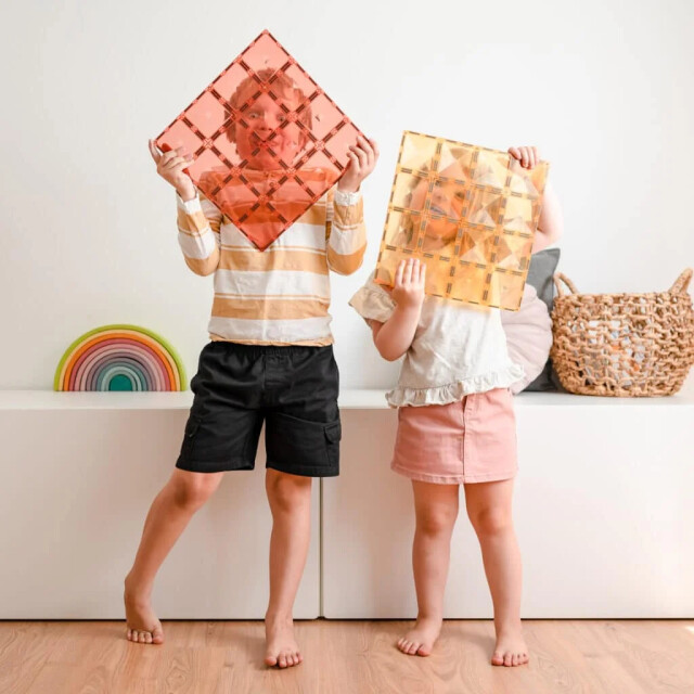 Connetix 2 basisplaten 30 x 30 cm magnetisch constructiespeelgoed lemon en peach CT-P-LP002-BP large