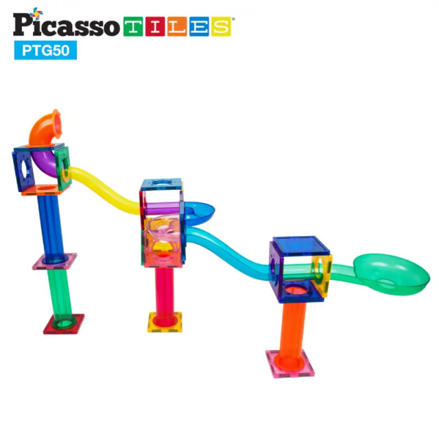 Picasso Tiles Picassotiles 50-delige knikkerbaan bouwstenenset PTG50 large