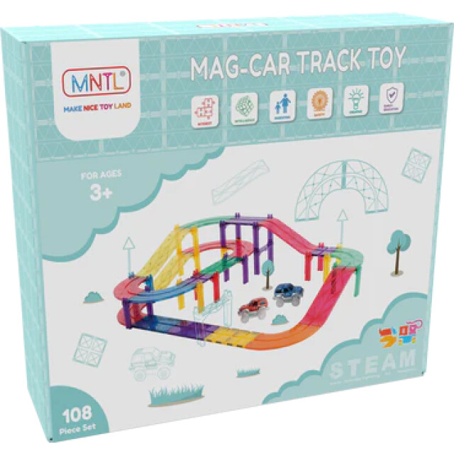 MNTL Magnetische autobaan racebaan regenboog 108-delig G8217 large