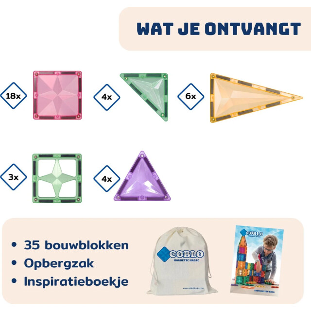 Coblo Magnetische bouwstenen pastel 35 delig COBLO35-P large