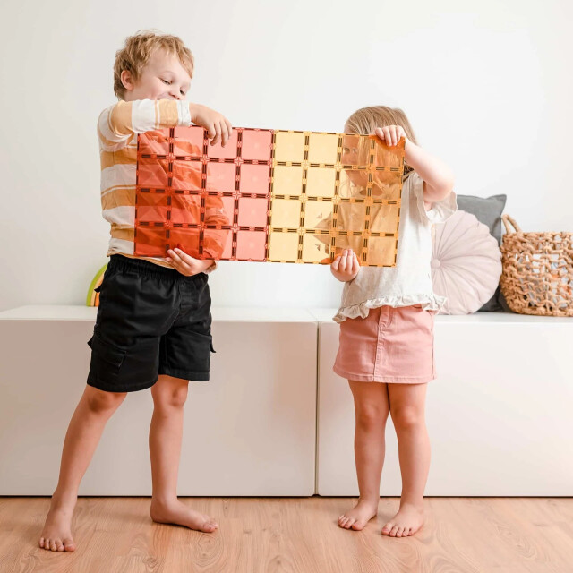 Connetix 2 basisplaten 30 x 30 cm magnetisch constructiespeelgoed lemon en peach CT-P-LP002-BP large