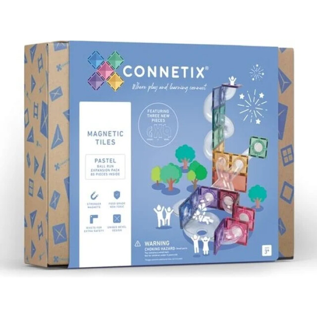 Connetix pastel ball run pack knikkerbaan uitbreiding 80 stuks magnetisch constructiespeelgoed CON-EU-P80BR large
