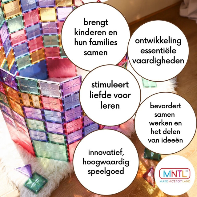 MNTL Magnetic tiles magnetische tegels pastel 120 stuks MNTL-T08 large