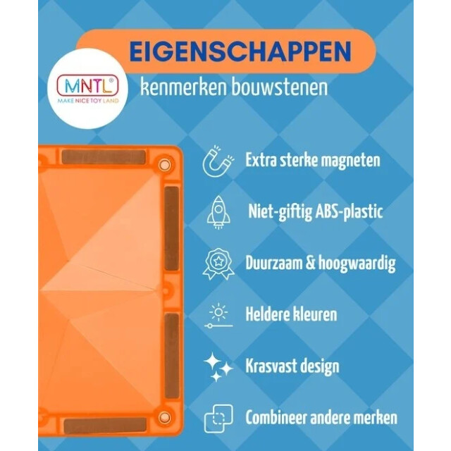 MNTL Magnetische tegels bouwspeelgoed rainbow 62-delig MNTL-T19 large