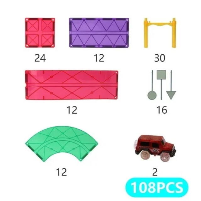 MNTL Magnetische autobaan racebaan regenboog 108-delig G8217 large