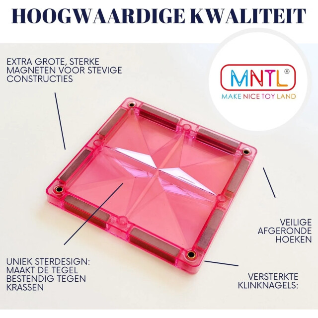 MNTL Magnetic tiles magnetische tegels pastel 120 stuks MNTL-T08 large