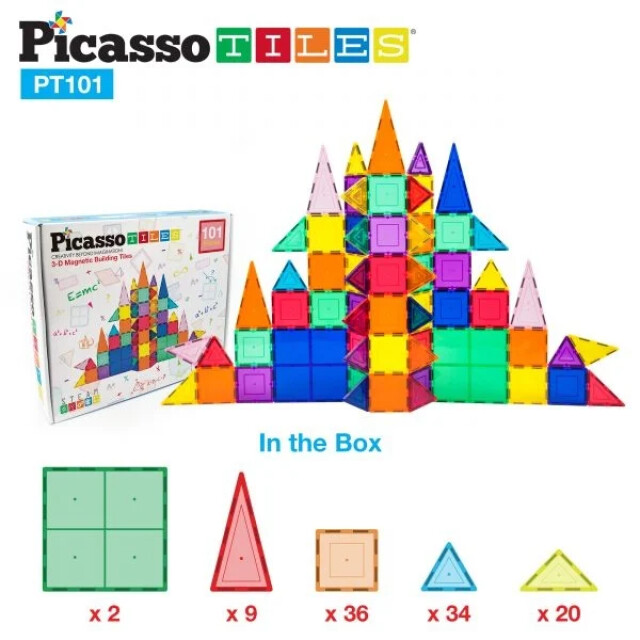 Picasso Tiles Picassotiles magnetic tiles set 101 delig PT101 large