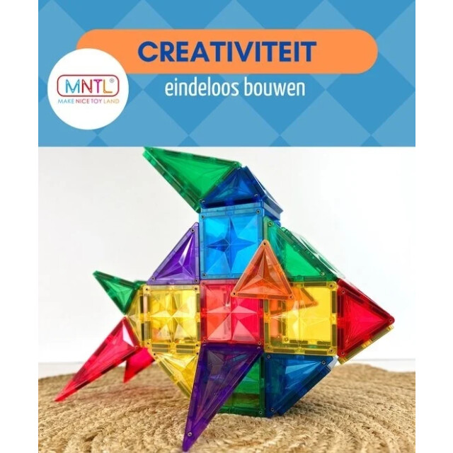 MNTL Magnetische tegels bouwspeelgoed rainbow 62-delig MNTL-T19 large