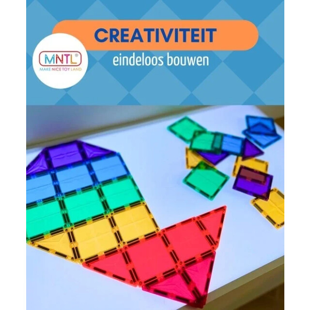 MNTL Magnetische tegels bouwspeelgoed rainbow 62-delig MNTL-T19 large