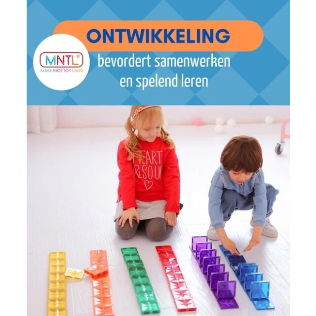 MNTL Magnetische tegels bouwspeelgoed rainbow 62-delig MNTL-T19 large