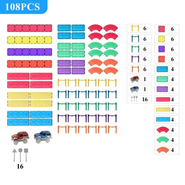 MNTL Magnetische autobaan racebaan regenboog 108-delig G8217 large