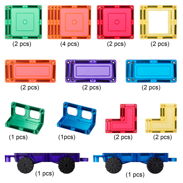 Learn and Grow Toys Learn and grow magnetische tegels auto pakket 28 delig MT-28PC-CAREX-S large
