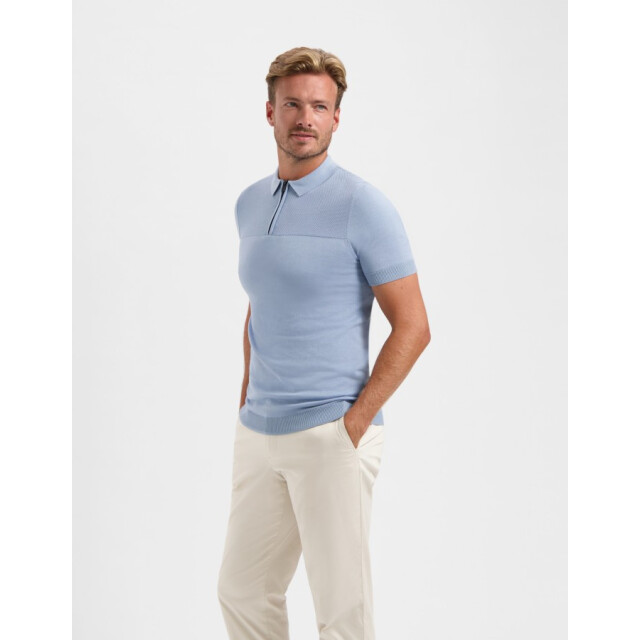 Saint Steve Sonny 231221 70037 jeans blue gebreide heren polo 70037 Jeans Blue/SONNY 231221 large