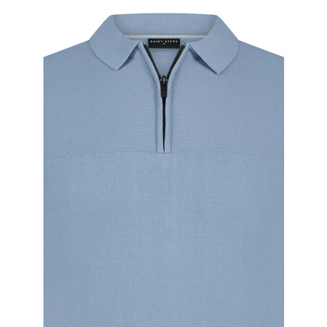 Saint Steve Sonny 231221 70037 jeans blue gebreide heren polo 70037 Jeans Blue/SONNY 231221 large