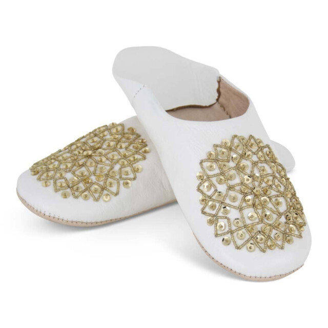 Safaary Marokkaanse sloffen leer -goud pailletten SFMRKBAB00131 large