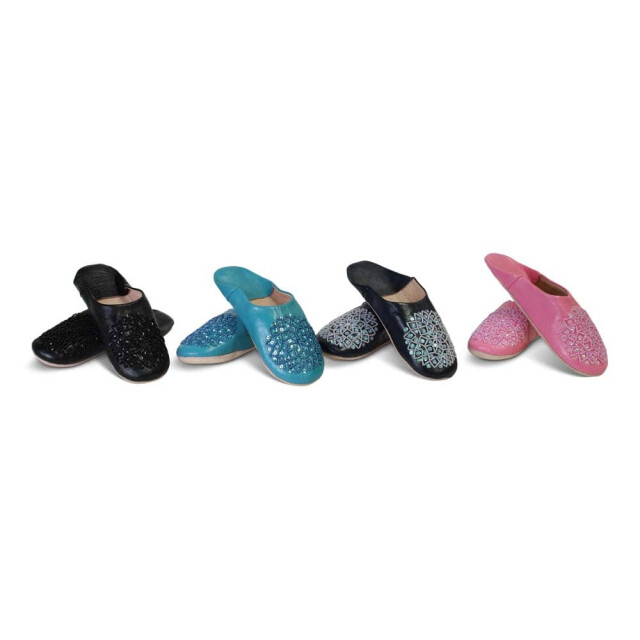 Safaary Marokkaanse sloffen leer donker pailletten SFMRKBAB00014 large