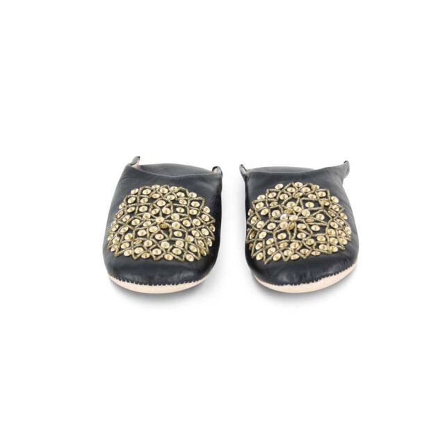 Safaary Marokkaanse sloffen leer -goud pailletten SFMRKBAB00143 large
