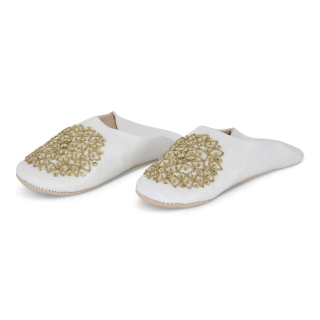 Safaary Marokkaanse sloffen leer -goud pailletten SFMRKBAB00131 large