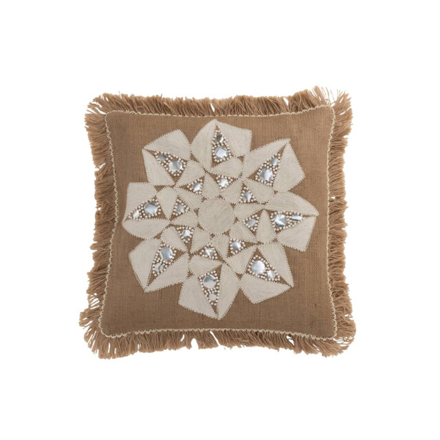 J-Line Kussen bloem abstract jute naturel beige 3030 large