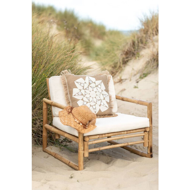 J-Line Kussen bloem abstract jute naturel beige 3030 large