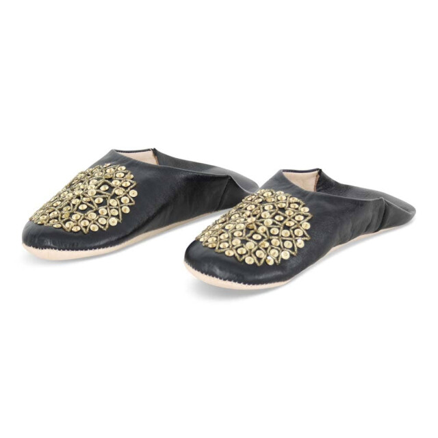Safaary Marokkaanse sloffen leer -goud pailletten SFMRKBAB00143 large