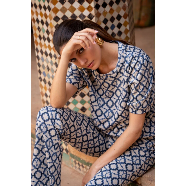 Geisha 51170-70 010 pants jaqcuard off-white/blue 51170-70 010 large