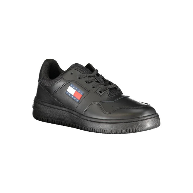 Tommy Hilfiger Polyester sneakers met contrastdetails Tommy Hilfiger Zwarte Polyester Sneakers Met Contrastdetails large