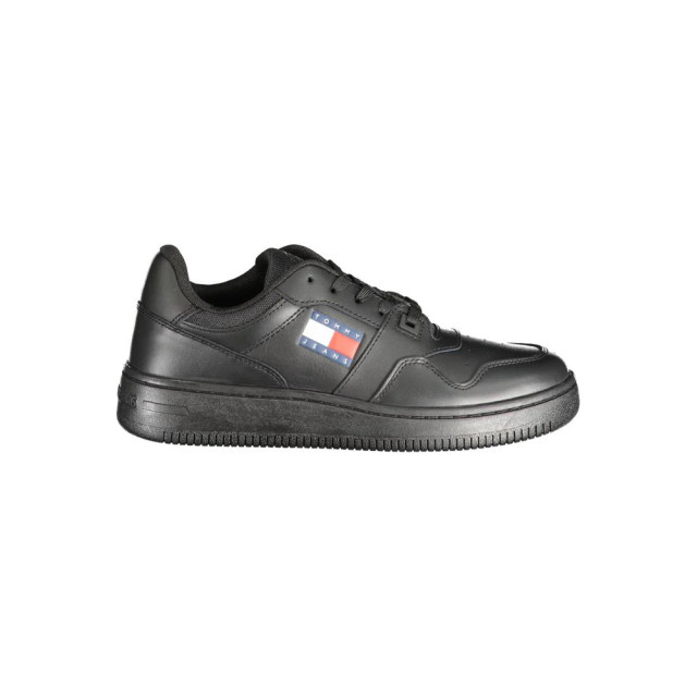 Tommy Hilfiger Polyester sneakers met contrastdetails Tommy Hilfiger Zwarte Polyester Sneakers Met Contrastdetails large