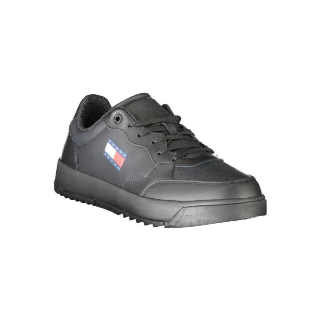 Tommy Hilfiger Polyethyleen heren sneakers voor stijl en comfort Tommy Hilfiger Zwarte Polyethyleen Heren Sneakers voor Stijl en Comfort large