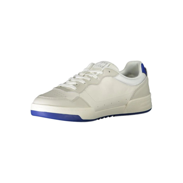 Tommy Hilfiger Te leren sneakers voor mannen met blauw accent Tommy Hilfiger Witte Leren Sneakers Voor Mannen Met Blauw Accent large