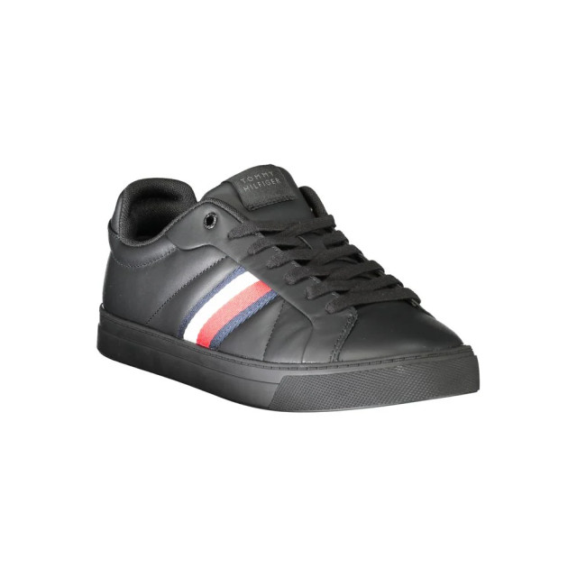 Tommy Hilfiger Leren sneakers voor mannen met comfort Tommy Hilfiger Zwarte Leren Sneakers Voor Mannen Met Comfort large