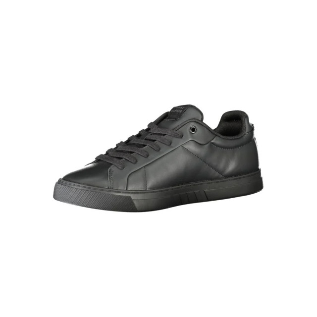 Tommy Hilfiger Leren sneakers voor mannen met comfort Tommy Hilfiger Zwarte Leren Sneakers Voor Mannen Met Comfort large