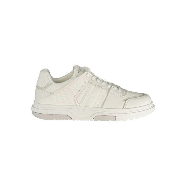 Tommy Hilfiger Te leren heren sneaker met iconisch logo Tommy Hilfiger Witte Leren Heren Sneaker Met Iconisch Logo large