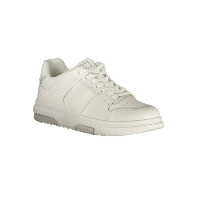 Tommy Hilfiger Te leren heren sneaker met iconisch logo Tommy Hilfiger Witte Leren Heren Sneaker Met Iconisch Logo large